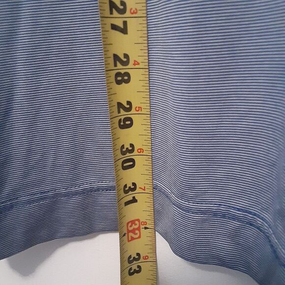 Footjoy FJ Golf Polo Shirt Mens Medium Blue Stripe Performance Stretch - Picture 7 of 7